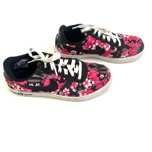 Nike | Girls Nike Air Canvas Floral Black & Pink Sneakers Youth Size 5